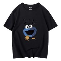 Uniqlo เสื้อยืดแขนสั้น พิมพ์ลายการ์ตูน Sesame Street แฟชั่นคู่รัก