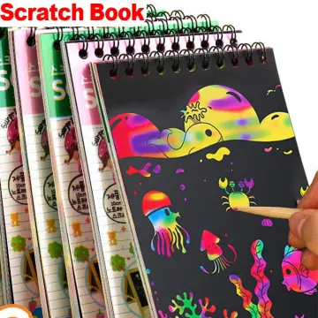 24 Sheets Scratch Paper Rainbow Painting Sketch Pads Diy Art Craft