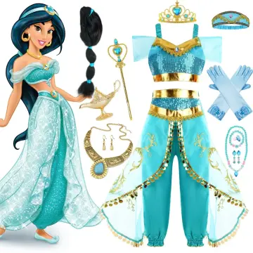 Aladdin Jasmine Princess Cosplay Women Girl Fancy Dress Halloween Party  Costume