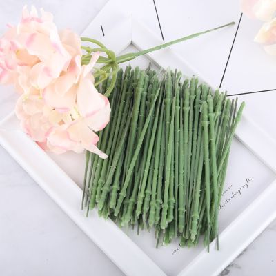 15pc 12.5cm short green stem for artificial flower head hydrangea rose peony DIY accessories decoration branch wire diameter 4mm