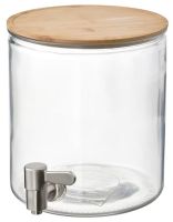 IKEA 365+ Jar with tap, bamboo/clear glass, 4 l (อิเกีย 365+ โหลแบบมีก๊อก, ไม้ไผ่/แก้วใส, 4 ลิตร)