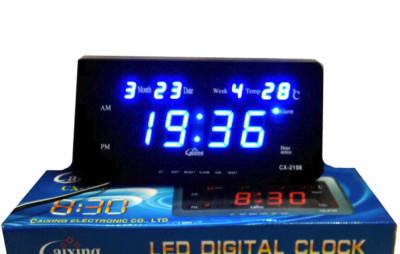 นาฬิกา Caixing รุ่น CX-2158 LED สีน้ำเงิน เสียบไฟบ้าน