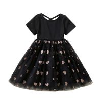 2022 Girls Summer Clothing Princess Kids Tulle Black Dress Girls Party Wear Children 39;s Dress Costume For 1 6 Years