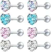 【LZ】♚♧✤  Zs conjunto de brincos de aço inoxidável 2020 8 peças zircônia cúbica conjunto de brincos de aço cirúrgico para mulheres piercing helix