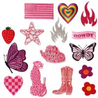 Cartoon Butterfly Flower Star Heart Patches Embroidered Clothing Stickers Iron On T Shirts Jeans Backpack Badge Sewing Appliqued Haberdashery