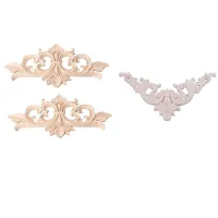 1pc 20 x 20cm Rubber Wood Oak Carved Corner Onlay Applique Cabinet Unpainted &amp; 2Pcs 22X10cm