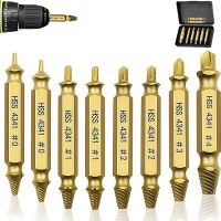 8Pcs Damaged Screw Extractor Kit,HSS 4341 Material Damaged &amp; Stripped Screw Extractor Set for Easily Remover Common Size