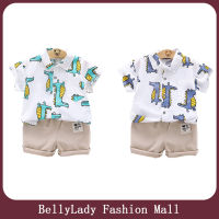 BellyLady ชุด2ชิ้นสำหรับเด็กผู้ชาย,ชุดสูทผ้าฝ้ายเสื้อคาร์ดิแกนแขนลายสั้นลายการ์ตูนฤดูร้อนชุดกางเกงขาสั้นสำหรับเด็ก1-6ปี