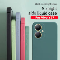 เคสซิลิโคนเหลวสำหรับ Vivo Y27 4G VivoY27 Y 27 2023แบบตรงขอบกันกระแทกแบบเรียบง่ายทีพียูอ่อนและยืดหยุ่นกันกระแทกสีทึบกันตก