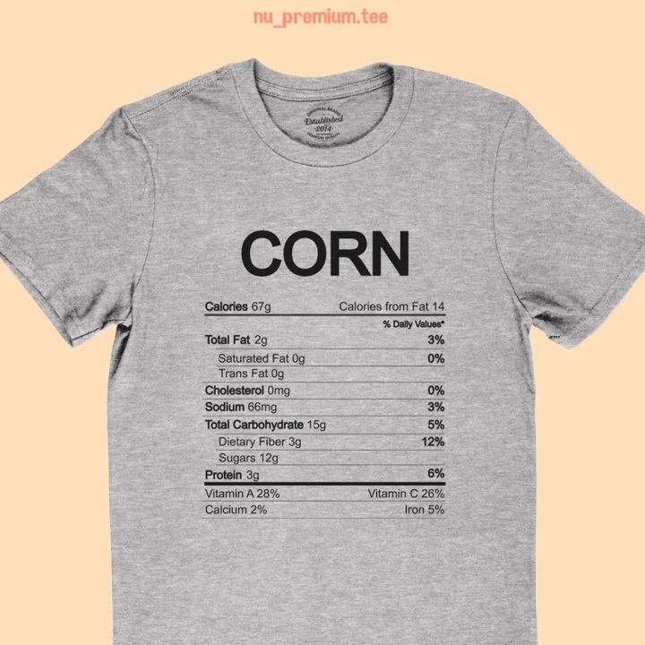 การออกแบบเดิมเสื้อยืดลาย-โภชนาการข้าวโพด-corn-nutrition-facts-เสื้อยืดลายตลก-เสื้อคนชอบข้าวโพด-ไซส์-s-2xls-5xl
