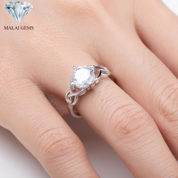 malai-gems-แหวนเพชร-เงินแท้-silver-925-เพชรสวิส-cz-เคลือบทองคำขาว-รุ่น-291-rk0057-แถมกล่อง-ต่างหูczแหวนเงินแท้