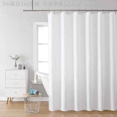 【CW】◐●  5 Soild Colors Shower Curtains Thick Bathtub Large Wide Bathing Cover with 12 Hooks