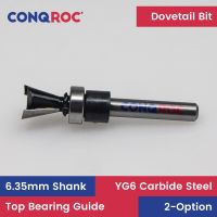 1/4－(6.35 มม.) Shank Dovetail Router Bit พร้อมแบริ่งเครื่องตัดมิลลิ่งงานไม้ 2-Option Zone-1/2－หรือ 5/8 -