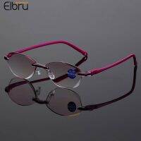 Elbru 1.0 1.5 2.0 2.5 3.5 4.0 Frameless Anti-blue Rays Reading Glasses Retro Women Presbyopia Prescription Eyeglasses Unisex