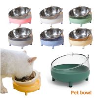 Non-slip Crash Elevated Cat Dog Bowl 15 Degrees Raised Stainless Steel Cat Food Bowls Safeguard Neck Puppy Cat Feeding Supplies