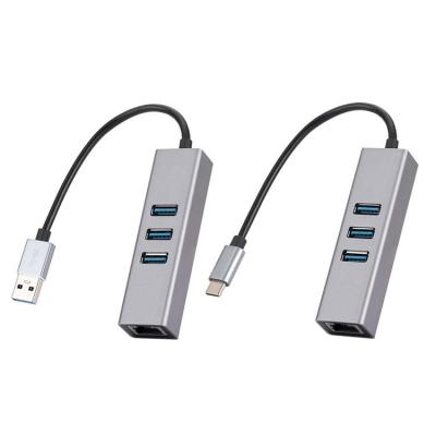 USB Port Expander USB 3.0 Type C to RJ45 Adapter Durable USB Hub Ultra Slim Portable Data Hub Applicable for Laptop PC Flash Drive Mobile HDD and More expedient