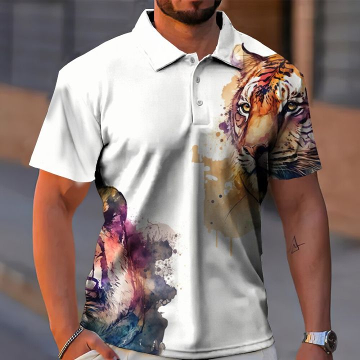 animal-polo-shirt-ferocious-tiger-3d-printing-summer-short-sleeve-top-fashion-streetwear-breathable-oversized-man-clothing