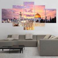 Unframed Canvas 5Pcs Israel Jerusalem Imagery Wall Art โปสเตอร์อุปกรณ์ตกแต่งบ้านห้องนั่งเล่นตกแต่ง Artwork