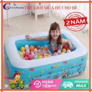 Hồ bơi mini cho bé 1m2 hình chữ nhật, Bể bơi bơm hơi dày dặn giá rẻ