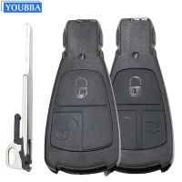 YOUBBA เคสซองใส่กุญแจรถรีโมท3ปุ่มสำหรับ Mercedes Benz C E S Class C180 1998-2004 SLK CLK W202 W203ฝาครอบ W211