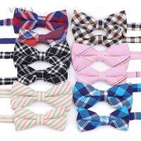 ◈✺☋ Nice Plaid Stripted Parent-Child Bowtie Sets Cotton Kids Pet Men Boy Butterfly Party Dinner Daily Casual Bow Tie Gift Father Son