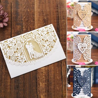 Wedding Invitation Card Shell Laser Cut Hollow Valentines Day Greeting Card Holiday Party Wedding Supplies Decoration