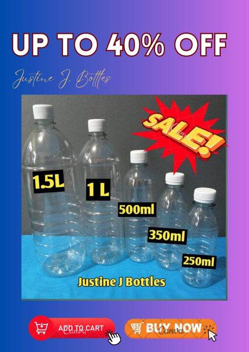 Pet Plastic Empty Bottle with cap/ 1Liter/500ml/350ml/Sold per Piece