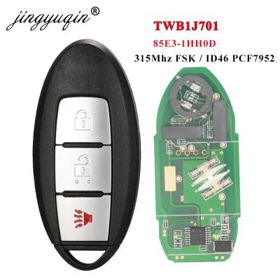 กุญแจรถยนต์รีโมทอัจฉริยะ TWB1J701 Jingyuqin 315Mhz Pcf7952 ID46สำหรับ NISSAN TIIDA MARCH Micra Leaf 3ปุ่ม85E3-1HH0D Fob ไร้กุญแจ