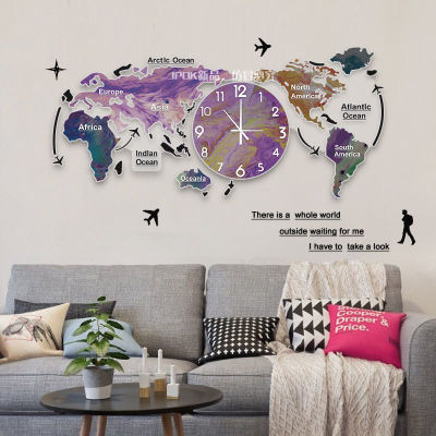 Nordic creative clock modern simple map wall clock living room personalized fashion wall watch home clock decoration atmosphere