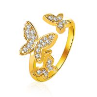 [COD] Korean version of the beautiful butterfly ring sweet micro-inlaid zircon open exquisite ladys index finger ring