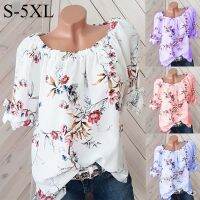 [COD] Cross-border European and spring summer womens sexy one-word collar printed top T-shirt