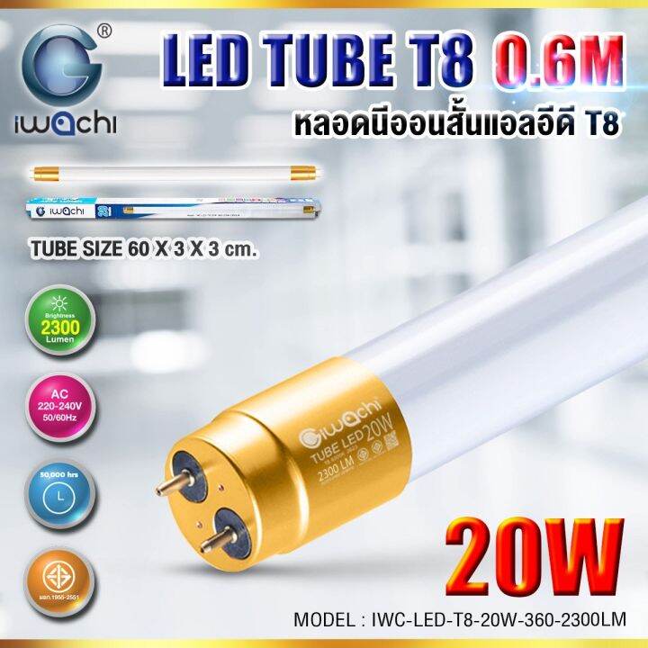 แพ็ค-10-ชุด-iwachi-หลอดไฟ-led-หลอดประหยัดไฟแอลอีดี-t8-20w-หลอดแอลอีดีสั้น-หลอดไฟ-t8-20w-ขั้วสีทอง-หลอดไฟตกแต่งห้อง-led-สว่างเต็ม-2-300-lm-หลอดแอลอีดีสั้น-แสงสีขาว-daylight