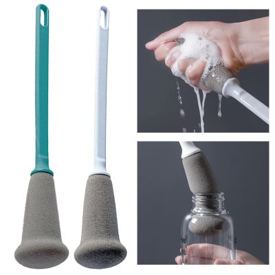 ❦♞ Cup Cleaning Brush Nordic Style Long Handle Sponge Milk Bottle Glass Cups Cleaner Household Coffee Mug TeaPot Dish Brushes Tools