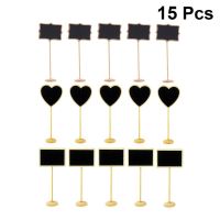 15pcs Wooden Mini Blackboard Creative Message Board Signs Kids Drawing Board Restaurant Price List Board (Heart Angled Recta)