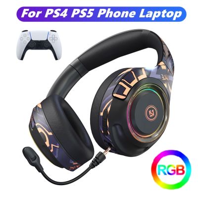 ZZOOI Bluetooth 5.0 Gaming Earphone RGB HIFI Stereo Bass Wireless Headphones With Mic Sports Headset for PS4 Playstation 5 Phone PC