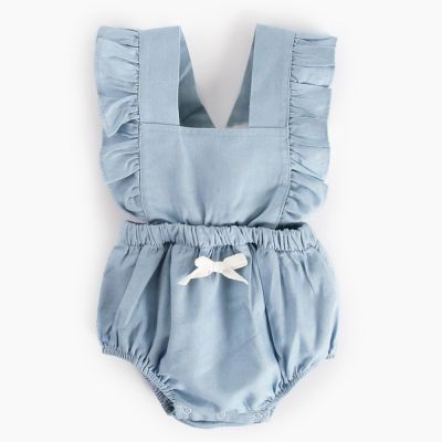 ทารก สาว สีน้ำเงิน ผ้ายีนส์ เสื้อคลุมหลวม ๆ + t- เสื้อยืด ฝ้าย ฤดูร้อน ทารกแรกเกิด ชุดเด็ก แฟชั่น ทารก เสื้อผ้า