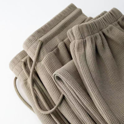 [Spot] light brown American style waffle sweatpants loose-fitting casual ankle-banded sports pants female tide 2023