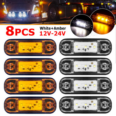 8ชิ้น LED รถบรรทุกไฟเลี้ยวด้านข้าง12โวลต์-24โวลต์สีเหลืองอำพันสีขาวตัวบ่งชี้รถบรรทุกรถพ่วง UTE เลี้ยวด้านข้างด้านหน้าตำแหน่งโปรโมชั่นโคมไฟ