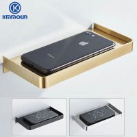 Bathroom Shelf Phone Storage Rack Shelves Stainless Steel Wall Mount Paper Holder Phone Holder Kmmoun