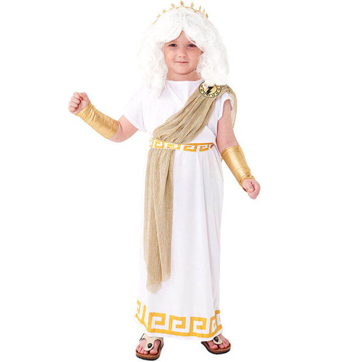 Kids Boys Zeus Cosplay Costume Roman God Summer Party Dress God of