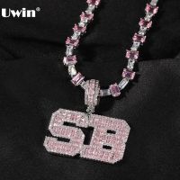 ◙◄☇  UWIN Custom Baguettecz Name Pendant with Pink Stone tennis Chains Iced Personalized Necklace Fashion Hiphop Jewelry