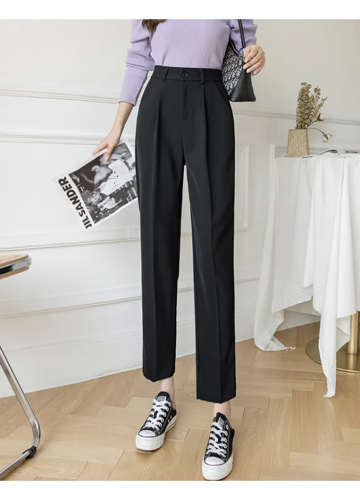 Jielur Fashion Female Pants Spring Straight Black White Khaki