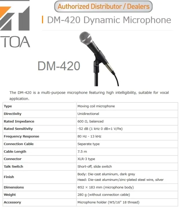 [TOA] DM420 DYNAMIC MICROPHONE Lazada