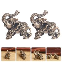 2 PCS Elephant Small Copperware Brass Decor Home Sculpture Figurine Retro Crafts Lovers Decoration