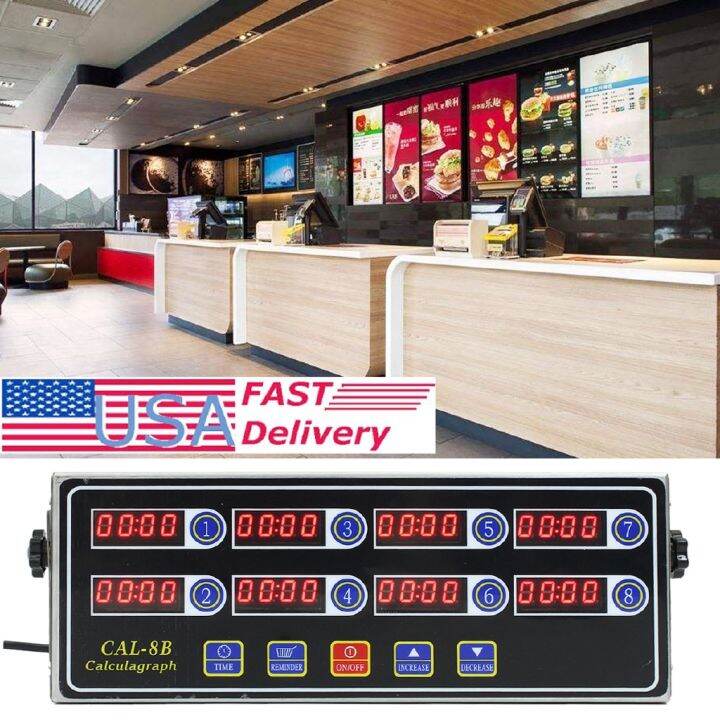 220240V CAL8B 8 Channel Digital Timer Burger Basket Shaking Timing Kitchen Timers 3 Stage