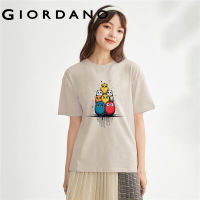 GIORDANO Women Amazing Animals Series T-Shirts Cute Owl Print Cotton Tee Crewneck Short Sleeve Fashion Casual Tshirts 99393152