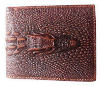 กระเป๋าสตางค์ สองพับ ลายจระเข้า Crocodile Pattern Unisex สีน้ำตาลเข้ม