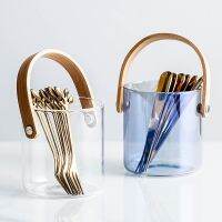 Nordic Style Golden Leaf Fruit Fork Transparent Glass Storage Jar Home Cake Dessert Fork Coffee Table Metal Fruit Toothpicks