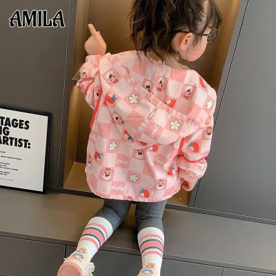 AMILA สไตล์เกาหลีแบบใหม่แจ็คเกตเด็กผู้หญิงกันลมการ์ตูนสำหรับเด็กทารกเด็กผู้หญิง,เสื้อแจ็คเก็ตสไตล์ต่างประเทศ