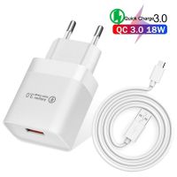 [MEESS] 18w Qc 3.0 Usb Charger Quick Charge Phone Fast Charging Adapter For Realme C21 Samsung Xiaomi 11 Lite Mobile Phone Charger Cable - Mobile Phone Chargers -